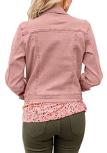 Load image into Gallery viewer, Uqnaivs  Women&#39;s Classic Fit Button-Down Long Sleeve Stretch Denim Trucker Jacket