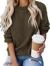 Load image into Gallery viewer, Uqnaivs  Women&#39;s Woolen Fleece Pullover Casual Round Neck Long Sleeve Sweater