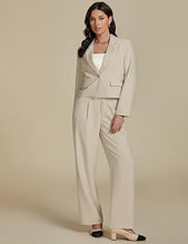 Load image into Gallery viewer, Uqnaivs  Women&#39;s Formal 2 Piece Suit Cropped Business Suit Jacket and Casual Wide-leg Suit Pant