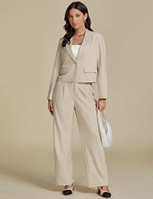 Load image into Gallery viewer, Uqnaivs  Women&#39;s Formal 2 Piece Suit Cropped Business Suit Jacket and Casual Wide-leg Suit Pant