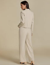 Load image into Gallery viewer, Uqnaivs  Women&#39;s Formal 2 Piece Suit Cropped Business Suit Jacket and Casual Wide-leg Suit Pant