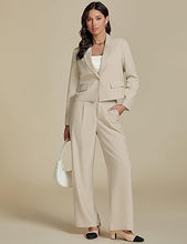 Load image into Gallery viewer, Uqnaivs  Women&#39;s Formal 2 Piece Suit Cropped Business Suit Jacket and Casual Wide-leg Suit Pant