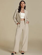 Load image into Gallery viewer, Uqnaivs  Women&#39;s Formal 2 Piece Suit Cropped Business Suit Jacket and Casual Wide-leg Suit Pant