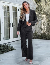 Load image into Gallery viewer, Uqnaivs  Women&#39;s Formal 2 Piece Suit Cropped Business Suit Jacket and Casual Wide-leg Suit Pant