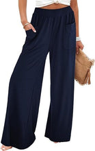 Load image into Gallery viewer, Uqnaivs  Women&#39;s High Waist Loose Wide Leg Pants Casual Flared Pants Pleated Elastic Waist Pants
