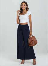 Load image into Gallery viewer, Uqnaivs  Women&#39;s High Waist Loose Wide Leg Pants Casual Flared Pants Pleated Elastic Waist Pants