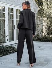 Load image into Gallery viewer, Uqnaivs  Women&#39;s Formal 2 Piece Suit Cropped Business Suit Jacket and Casual Wide-leg Suit Pant