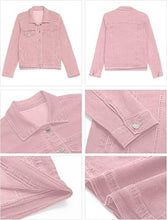 Load image into Gallery viewer, Uqnaivs  Women&#39;s Classic Fit Button-Down Long Sleeve Stretch Denim Trucker Jacket