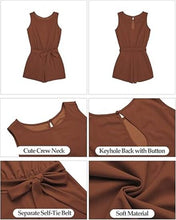 Load image into Gallery viewer, Uqnaivs  Women&#39;s Summer Casual Short Sleeves Self-Tie Belted Short Romper Jumpsuits