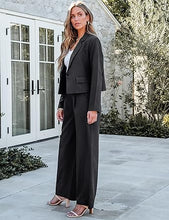 Load image into Gallery viewer, Uqnaivs  Women&#39;s Formal 2 Piece Suit Cropped Business Suit Jacket and Casual Wide-leg Suit Pant