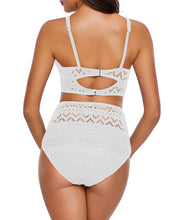 Load image into Gallery viewer, Uqnaivs Women&#39;s High Waist Bikini Set Crochet Lace V Neck Two Pieces Swimsuit