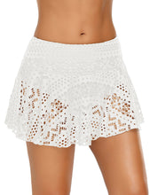 Load image into Gallery viewer, Uqnaivs Women&#39;s High Waist Tiered Lace Crochet Swim Skirt Swimsuit Bikini Bottom