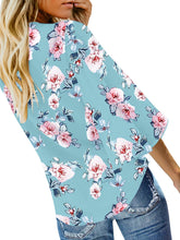 Load image into Gallery viewer, Uqnaivs Womens V Neck Button Down Shirt 3/4 Sleeve Blouses Tie Knot Tops