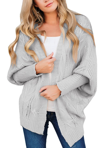 Casual Long Dolman Sleeve Loose Knit Open Front Cardigan Sweater