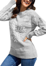 Load image into Gallery viewer, Casual Pullover Sweater Snowflake Long Sleeve Ugly Christmas Rib Knit Tops