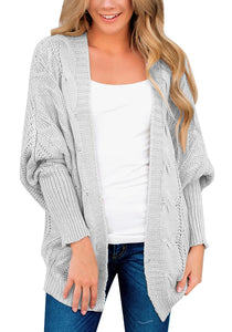 Casual Long Dolman Sleeve Loose Knit Open Front Cardigan Sweater