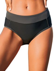 Uqnaivs Women's Printed Colorblock Waistband Bikini Bottom Swimsuit Brief Shorts