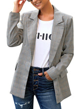 Load image into Gallery viewer, Uqnaivs Women&#39;s Lapel Blazer Suit Button Long Sleeve Pocket Work Office Jacket