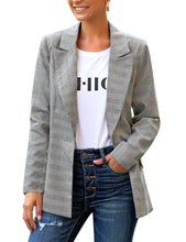 Load image into Gallery viewer, Uqnaivs Women&#39;s Lapel Blazer Suit Button Long Sleeve Pocket Work Office Jacket