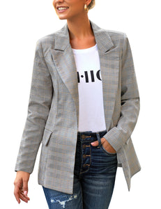 Uqnaivs Women's Lapel Blazer Suit Button Long Sleeve Pocket Work Office Jacket