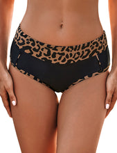 Load image into Gallery viewer, Uqnaivs Women&#39;s Printed Colorblock Waistband Bikini Bottom Swimsuit Brief Shorts