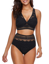 Load image into Gallery viewer, Uqnaivs Women&#39;s High Waist Bikini Set Crochet Lace V Neck Two Pieces Swimsuit