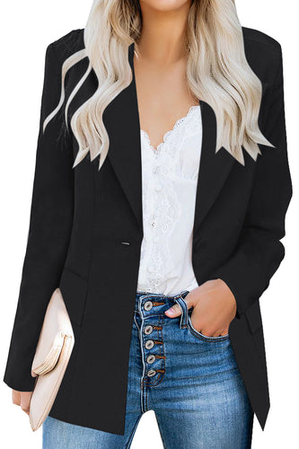 Uqnaivs Women's Lapel Blazer Suit Button Long Sleeve Pocket Work Office Jacket