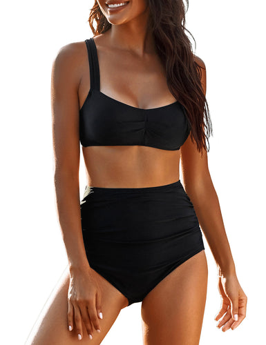 Uqnaivs Womens V Neck Two Pieces Swimsuit Halter Open Back Tankini Bathing Suit