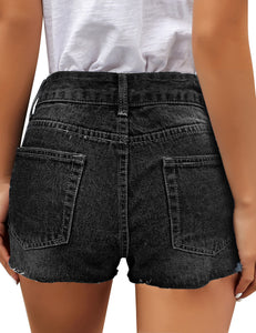 Uqnaivs Women's Casual High Rise Denim Hot Short Distressed Jean Shorts