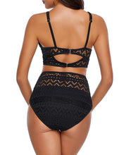 Load image into Gallery viewer, Uqnaivs Women&#39;s High Waist Bikini Set Crochet Lace V Neck Two Pieces Swimsuit