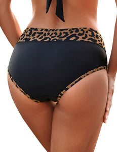 Uqnaivs Women's Printed Colorblock Waistband Bikini Bottom Swimsuit Brief Shorts