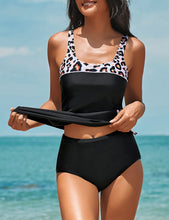 Load image into Gallery viewer, Uqnaivs Womens V Neck Two Pieces Swimsuit Halter Open Back Tankini Bathing Suit