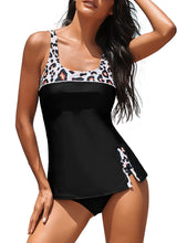 Load image into Gallery viewer, Uqnaivs Womens V Neck Two Pieces Swimsuit Halter Open Back Tankini Bathing Suit