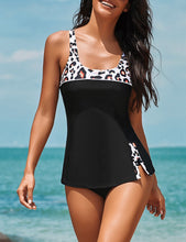 Load image into Gallery viewer, Uqnaivs Womens V Neck Two Pieces Swimsuit Halter Open Back Tankini Bathing Suit