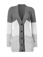 Load image into Gallery viewer, Uqnaivs Womens Open Front Long Sleeves Pocket Button Cable Knit Sweater Cardigan