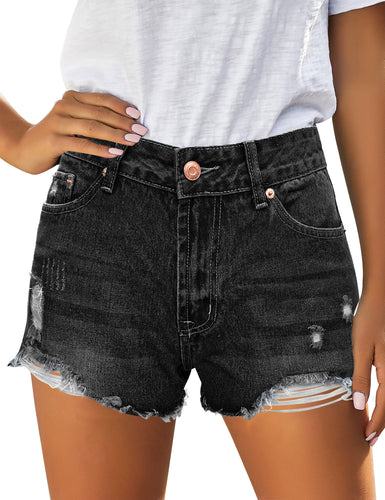 Uqnaivs Women's Casual High Rise Denim Hot Short Distressed Jean Shorts