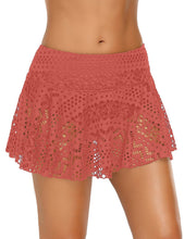Load image into Gallery viewer, Uqnaivs Women&#39;s High Waist Tiered Lace Crochet Swim Skirt Swimsuit Bikini Bottom