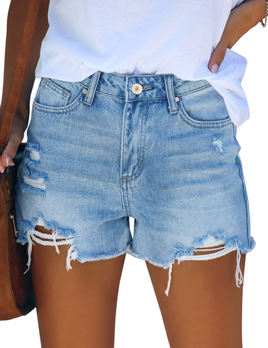 Uqnaivs Women's Casual High Rise Denim Hot Short Distressed Jean Shorts