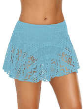 Load image into Gallery viewer, Uqnaivs Women&#39;s High Waist Tiered Lace Crochet Swim Skirt Swimsuit Bikini Bottom