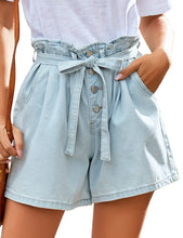 Load image into Gallery viewer, Uqnaivs Women&#39;s Casual High Waisted Cuffed Hem Stretchy Ripped Denim Jean Shorts