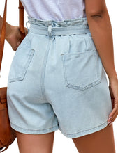 Load image into Gallery viewer, Uqnaivs Women&#39;s Casual High Waisted Cuffed Hem Stretchy Ripped Denim Jean Shorts