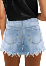 Load image into Gallery viewer, Uqnaivs Women&#39;s Casual Mid Waisted Shorts Stretchy Summer Denim Shorts Women