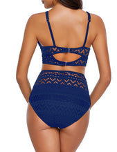 Load image into Gallery viewer, Uqnaivs Women&#39;s High Waist Bikini Set Crochet Lace V Neck Two Pieces Swimsuit