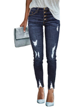 Load image into Gallery viewer, Uqnaivs Women&#39;s High Rise Ripped Skinny Jeans Distressed Slim Fit Denim Pants