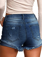 Load image into Gallery viewer, Uqnaivs Women&#39;s Mid Rise Shorts Ripped Faded Wash Frayed Raw Hem Denim Jean Shorts
