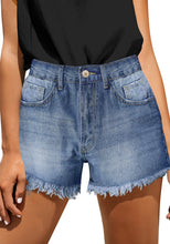 Load image into Gallery viewer, Uqnaivs Women&#39;s Casual Mid Waisted Shorts Stretchy Summer Denim Shorts Women