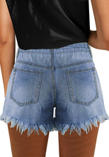 Load image into Gallery viewer, Uqnaivs Women&#39;s Casual Mid Waisted Shorts Stretchy Summer Denim Shorts Women