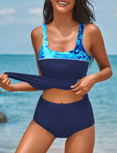Load image into Gallery viewer, Uqnaivs Womens V Neck Two Pieces Swimsuit Halter Open Back Tankini Bathing Suit