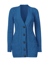 Load image into Gallery viewer, Uqnaivs Womens Open Front Long Sleeves Pocket Button Cable Knit Sweater Cardigan