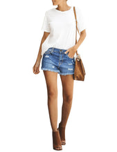 Load image into Gallery viewer, Uqnaivs Women&#39;s Mid Rise Shorts Ripped Faded Wash Frayed Raw Hem Denim Jean Shorts